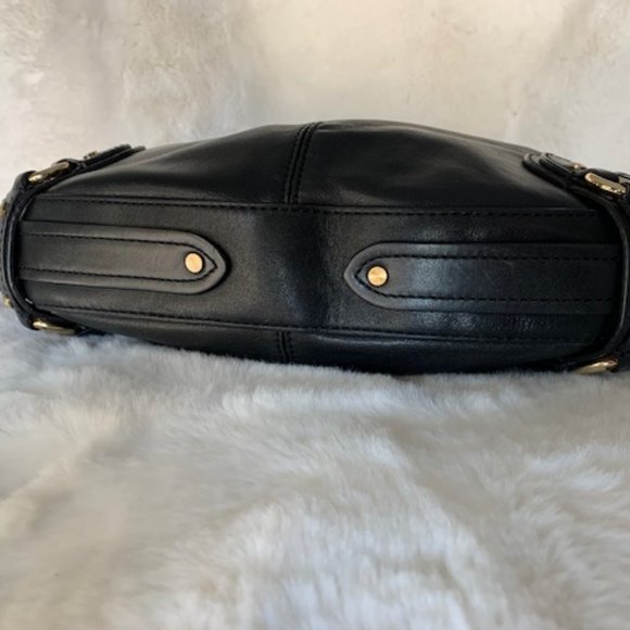 Cole Haan Black Leather Bag with Gold Accents RARE - Picture 4 of 14